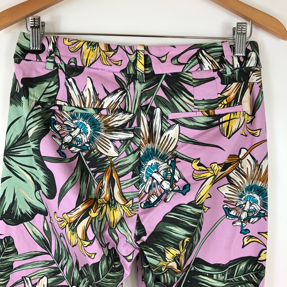 J Crew Skimmer Pants Purple Tropical Cropped Palm - Picture 5 of 6
